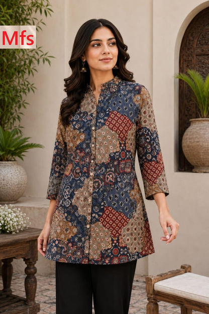 Prints 170826 Mfs Cotton Shirt Style Kurti Wholesaler Gujarat