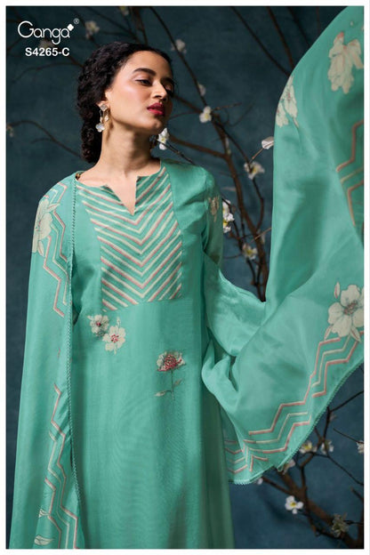 Priselle 4265 Ganga Pure Bemberg Plazzo Style Suits Wholesaler