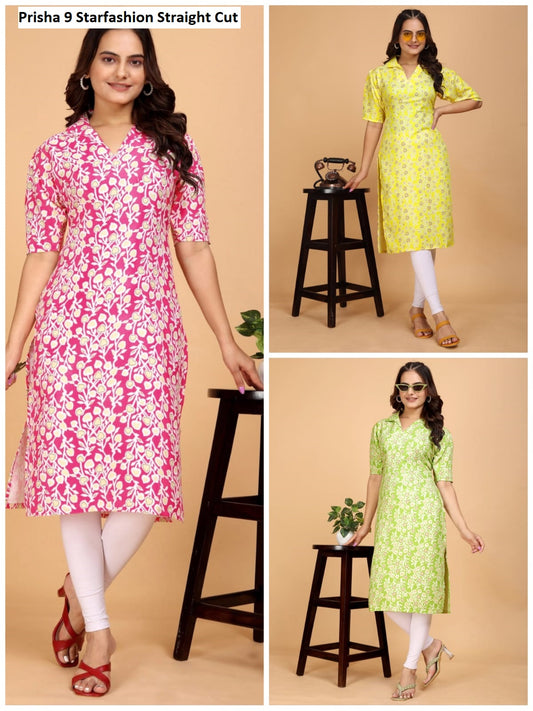 Prisha 9 Starfashion Jaam Straight Cut Kurtis Wholesale Price