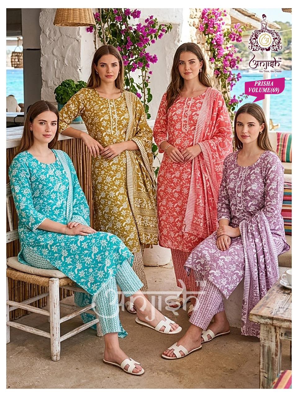 Prisha Anjish Cotton Readymade Pant Style Suits Wholesale Price