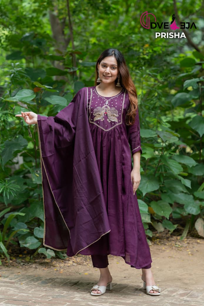 Prisha Series Dveeja Fashion Chanderi Readymade Anarkali Suits Manufacturer Ahmedabad