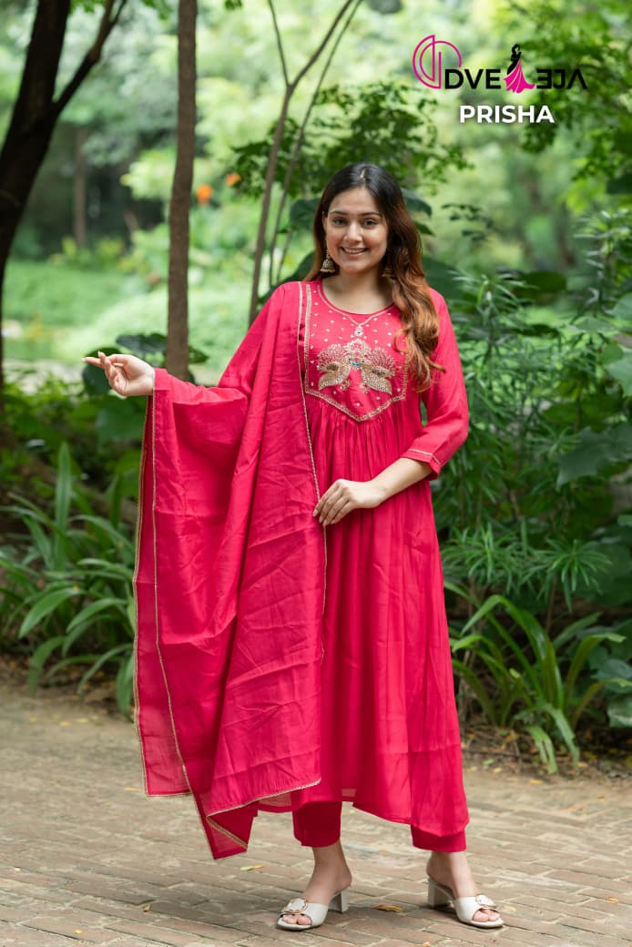 Prisha Series Dveeja Fashion Chanderi Readymade Anarkali Suits Manufacturer Ahmedabad