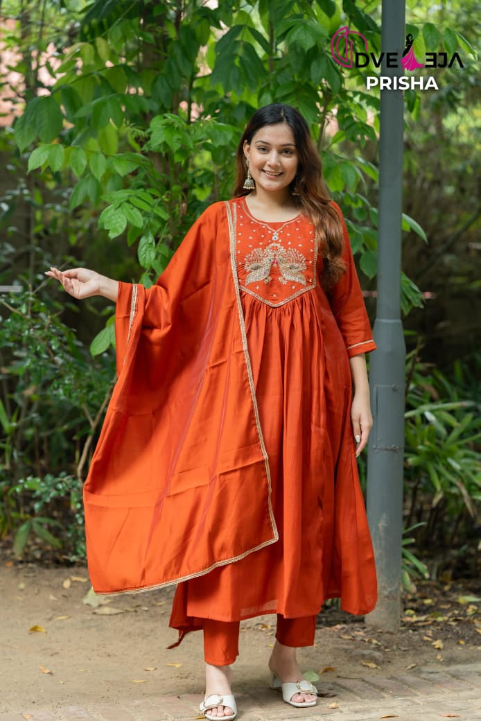 Prisha Series Dveeja Fashion Chanderi Readymade Anarkali Suits Manufacturer Ahmedabad
