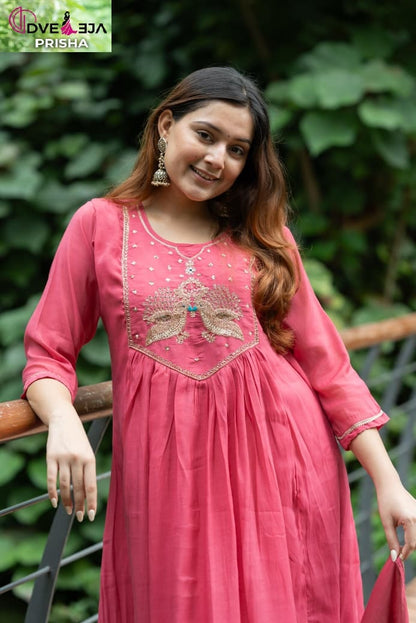 Prisha Series Dveeja Fashion Chanderi Readymade Anarkali Suits Manufacturer Ahmedabad