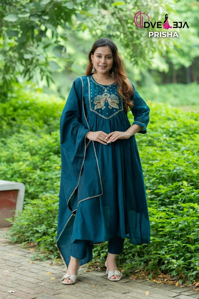 Prisha Series Dveeja Fashion Chanderi Readymade Anarkali Suits Manufacturer Ahmedabad