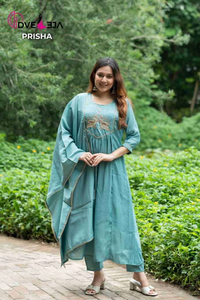 Prisha Series Dveeja Fashion Chanderi Readymade Anarkali Suits Manufacturer Ahmedabad