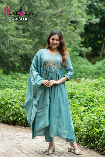 Prisha Series Dveeja Fashion Chanderi Readymade Anarkali Suits Manufacturer Ahmedabad