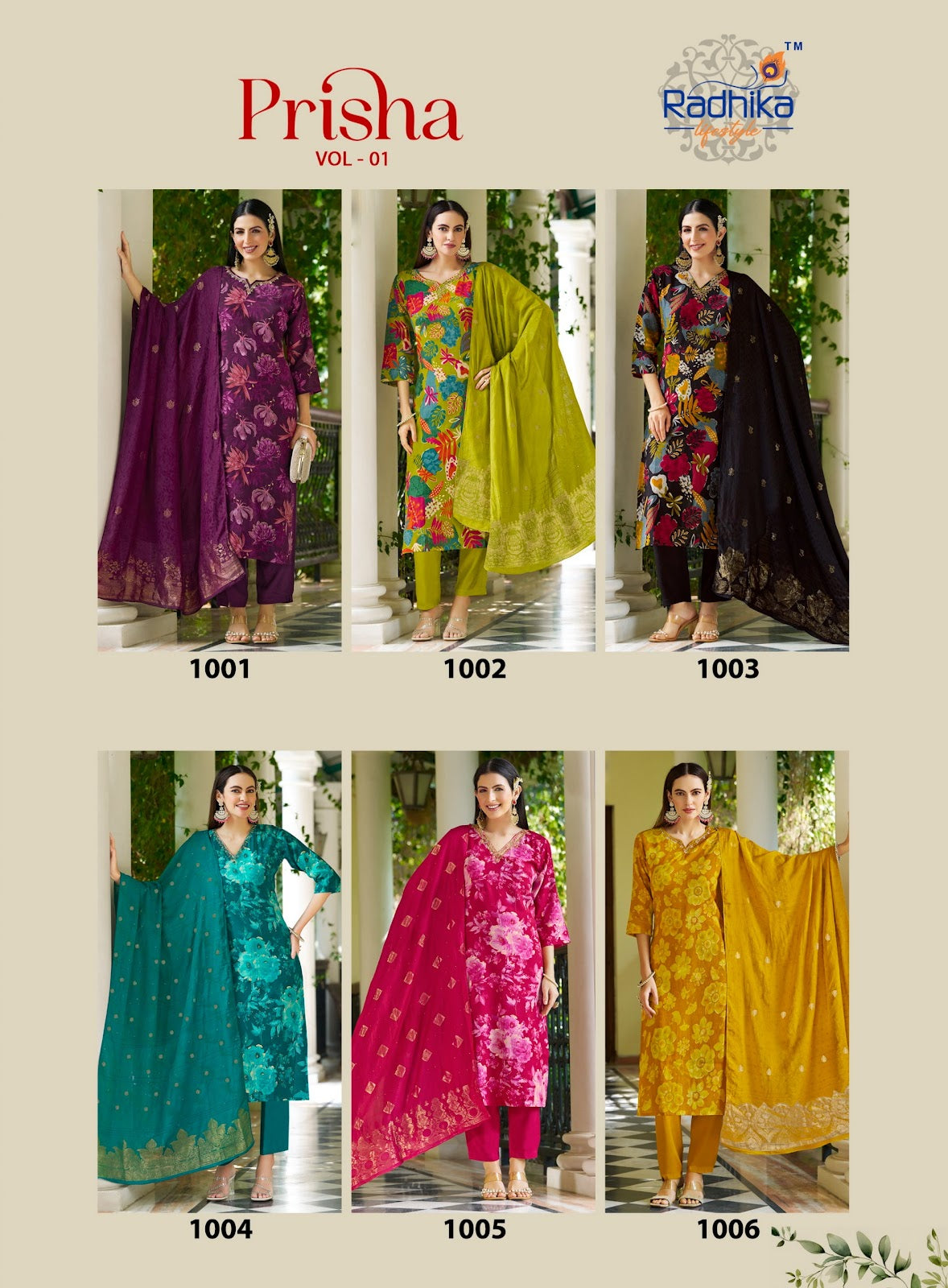 Prisha Vol 1 Radhika Lifestyle Milano Readymade Pant Style Suits Wholesaler Gujarat