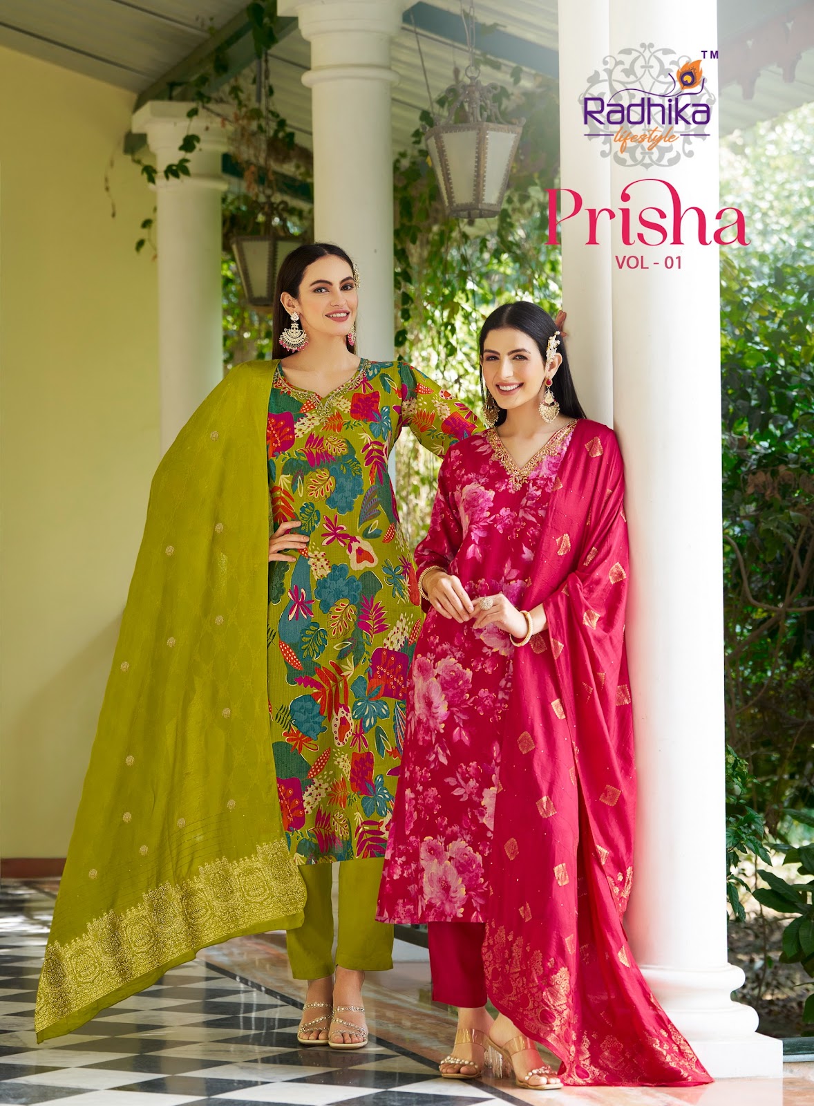 Prisha Vol 1 Radhika Lifestyle Milano Readymade Pant Style Suits Wholesaler Gujarat