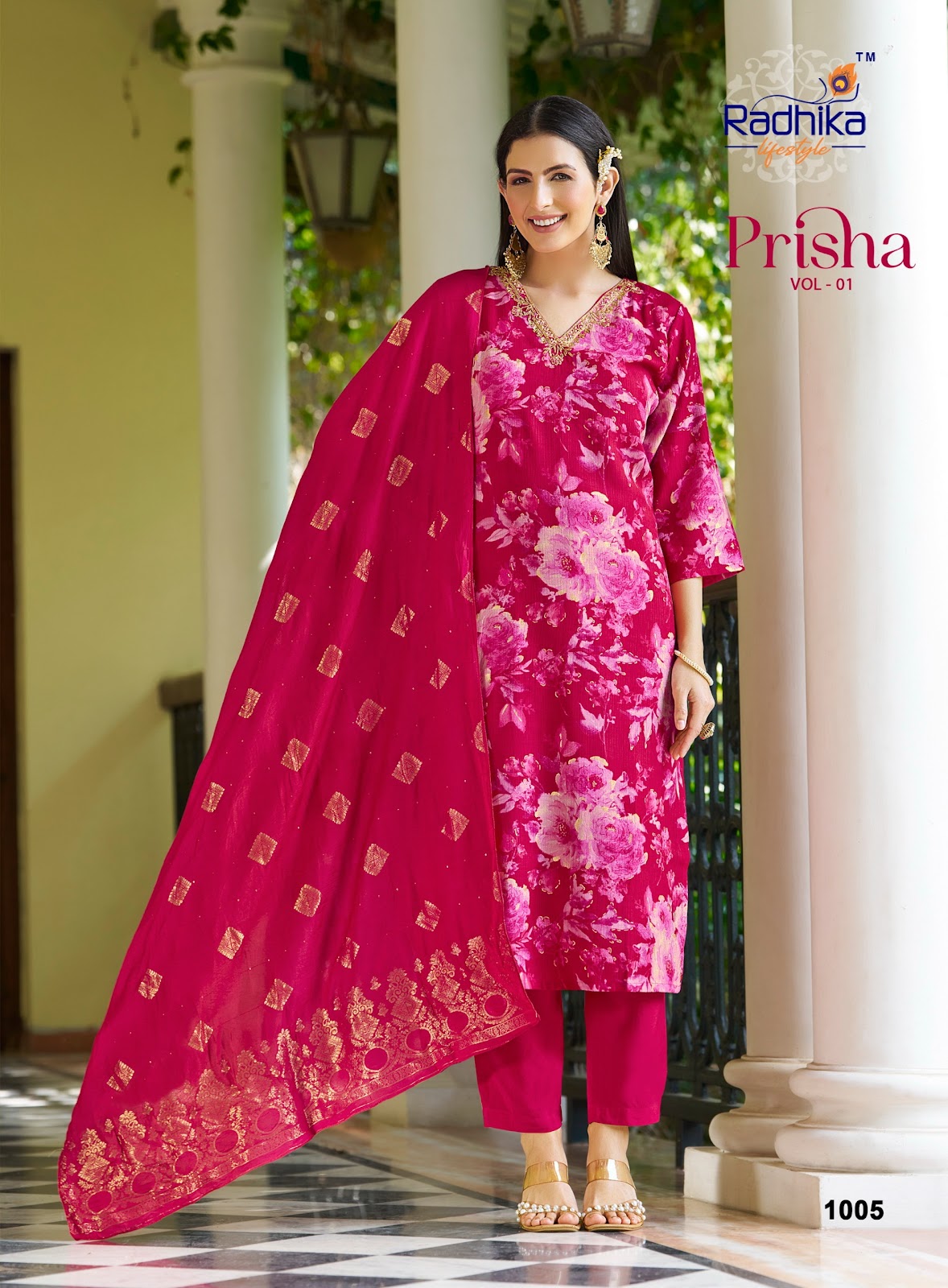 Prisha Vol 1 Radhika Lifestyle Milano Readymade Pant Style Suits Wholesaler Gujarat