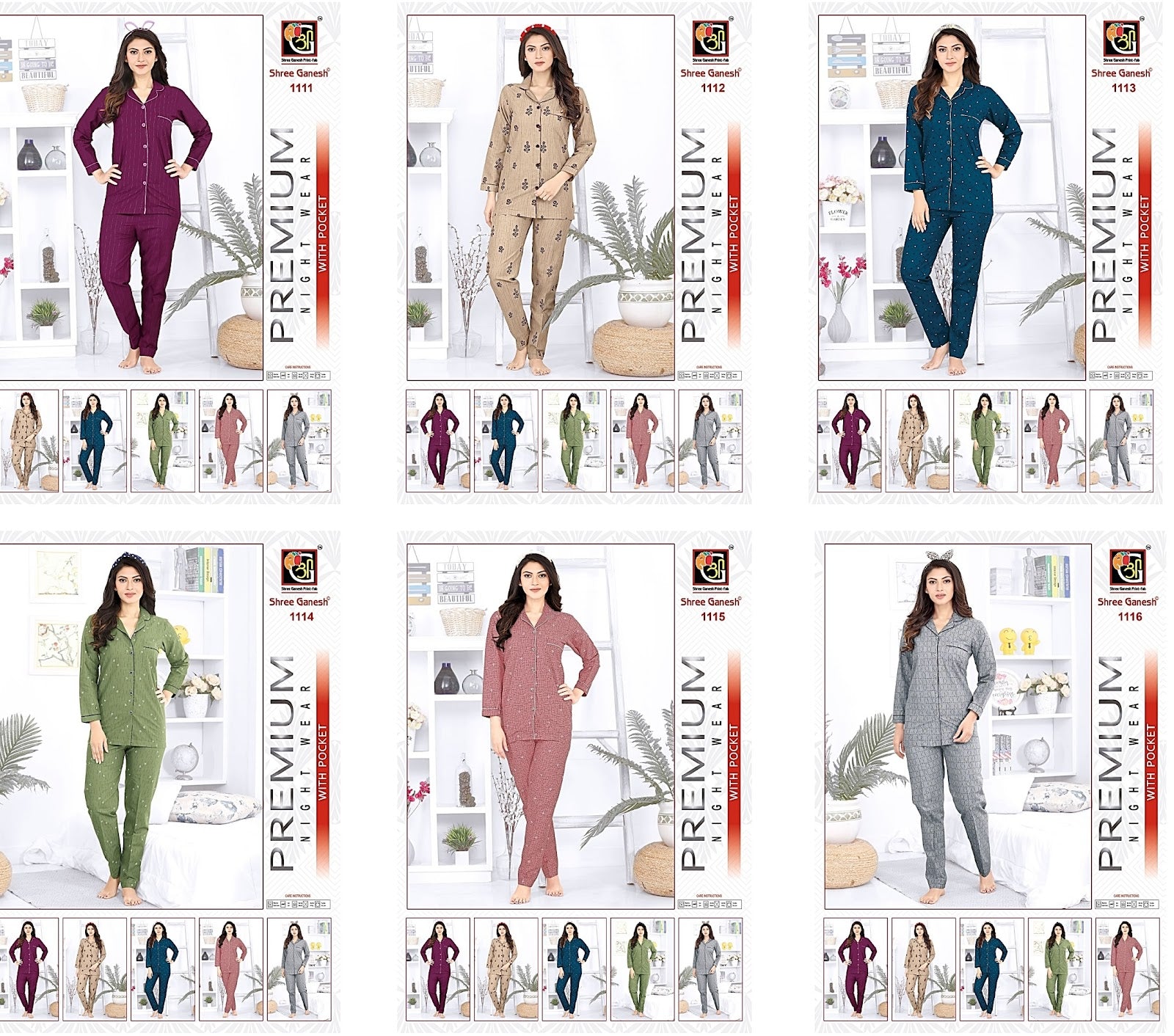 Prisha Vol 1 Shree Ganesh Cotton Collar Night Suits Exporter India