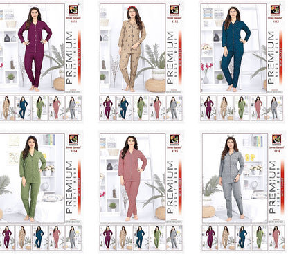 Prisha Vol 1 Shree Ganesh Cotton Collar Night Suits Exporter India