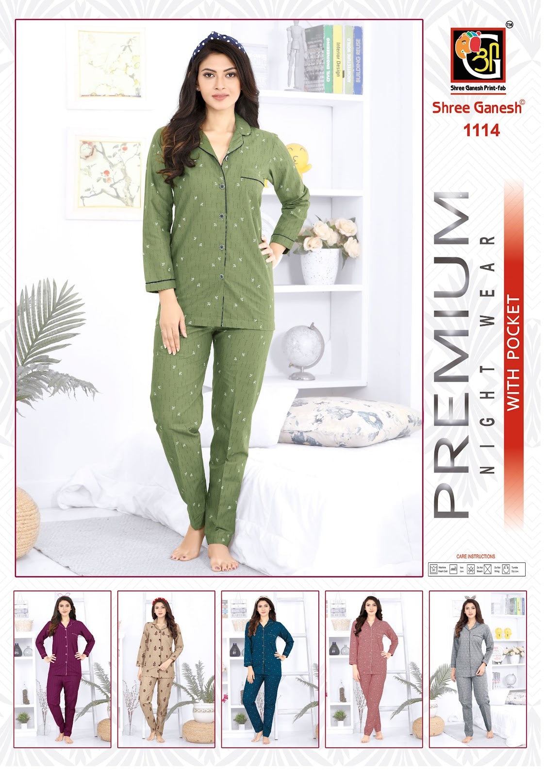 Prisha Vol 1 Shree Ganesh Cotton Collar Night Suits Exporter India