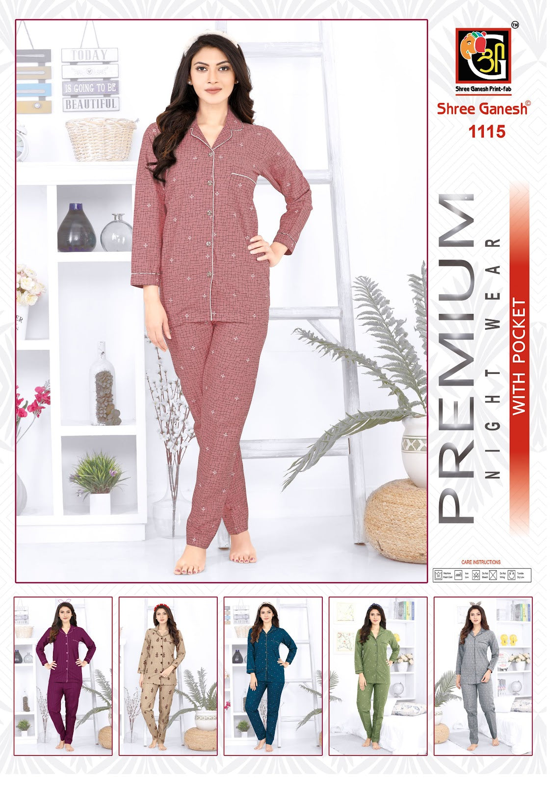 Prisha Vol 1 Shree Ganesh Cotton Collar Night Suits Exporter India