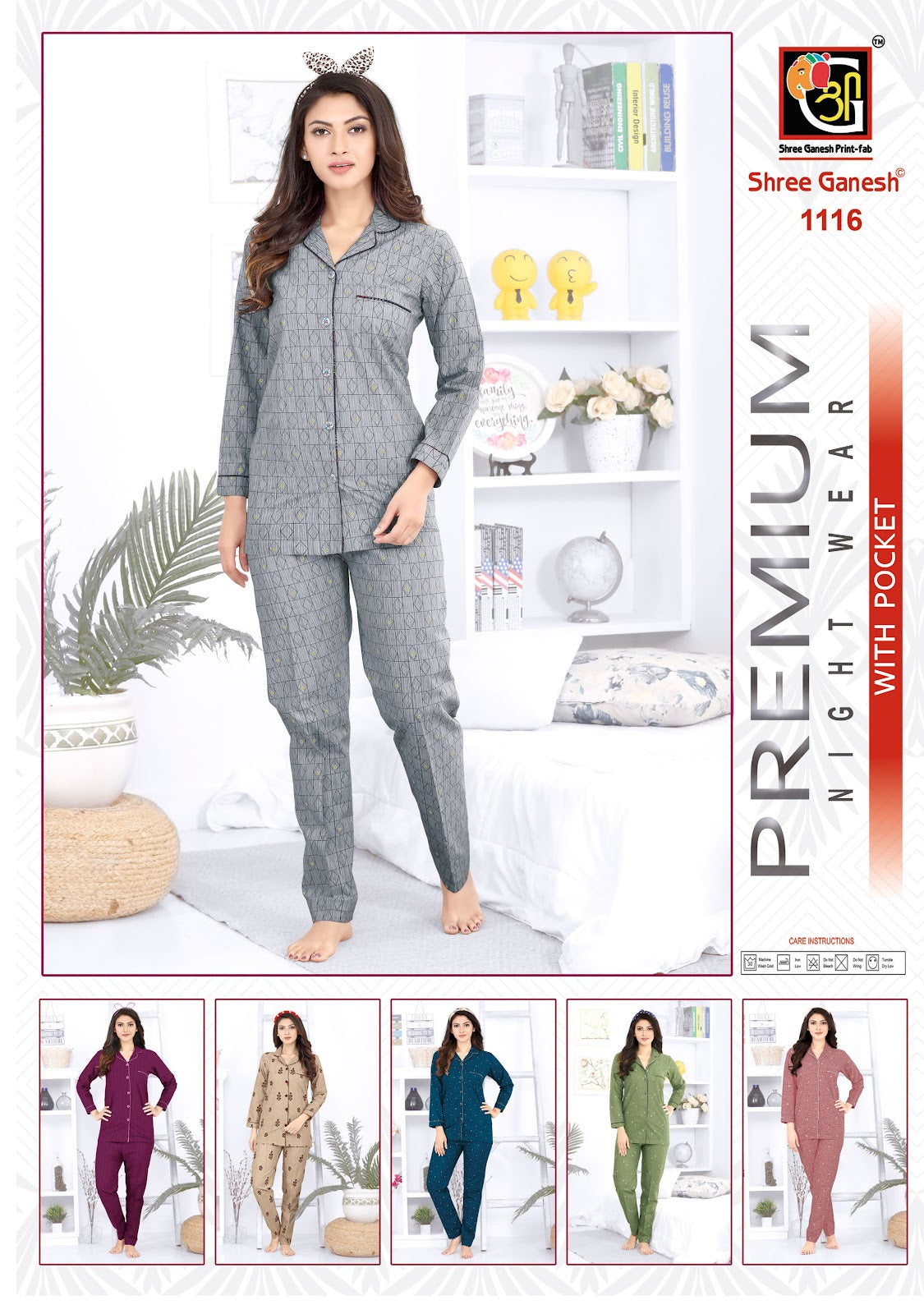 Prisha Vol 1 Shree Ganesh Cotton Collar Night Suits Exporter India