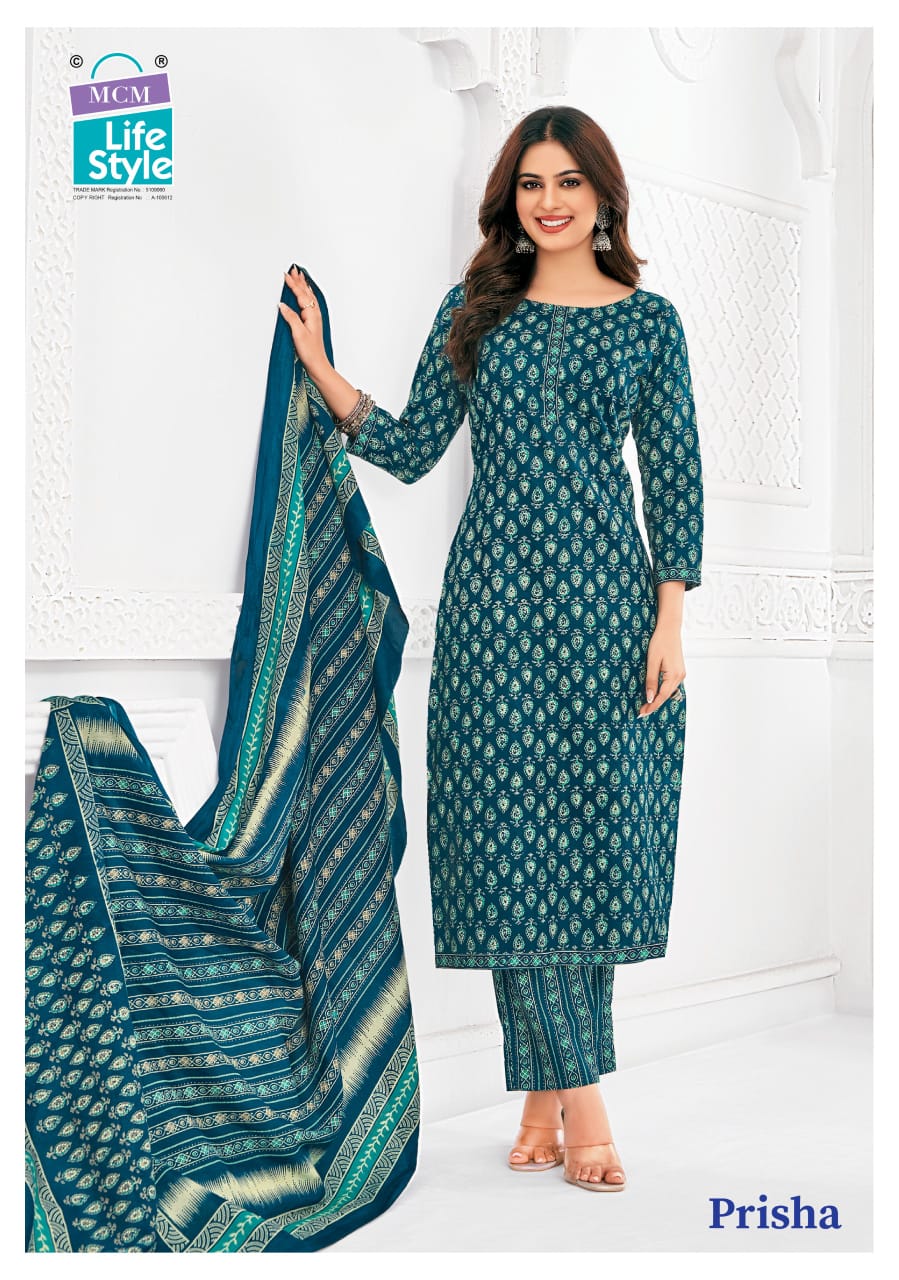 Prisha Vol 6 Mcm Lifestyle Readymade Cotton Pant Suits Exporter Ahmedabad