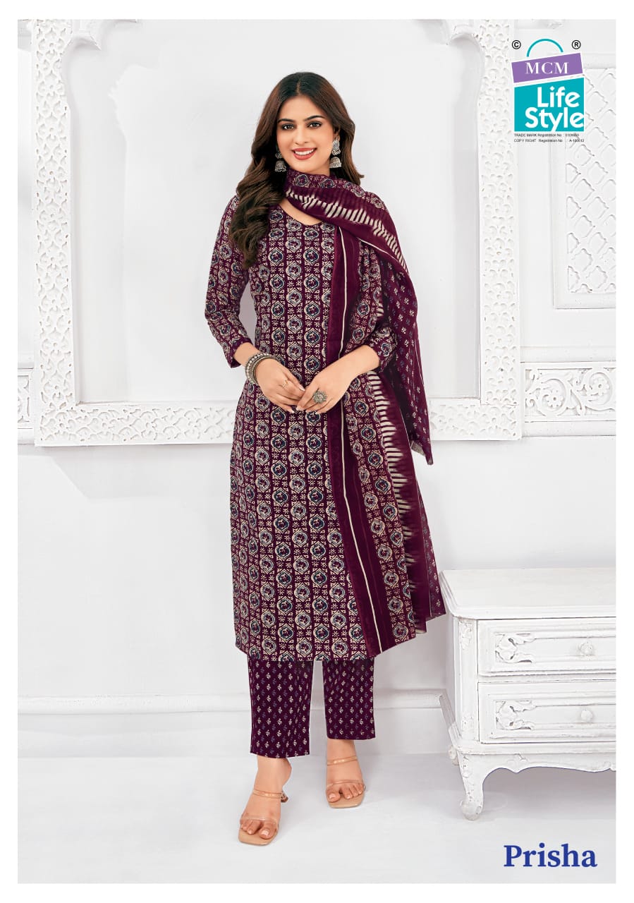 Prisha Vol 6 Mcm Lifestyle Readymade Cotton Pant Suits Exporter Ahmedabad