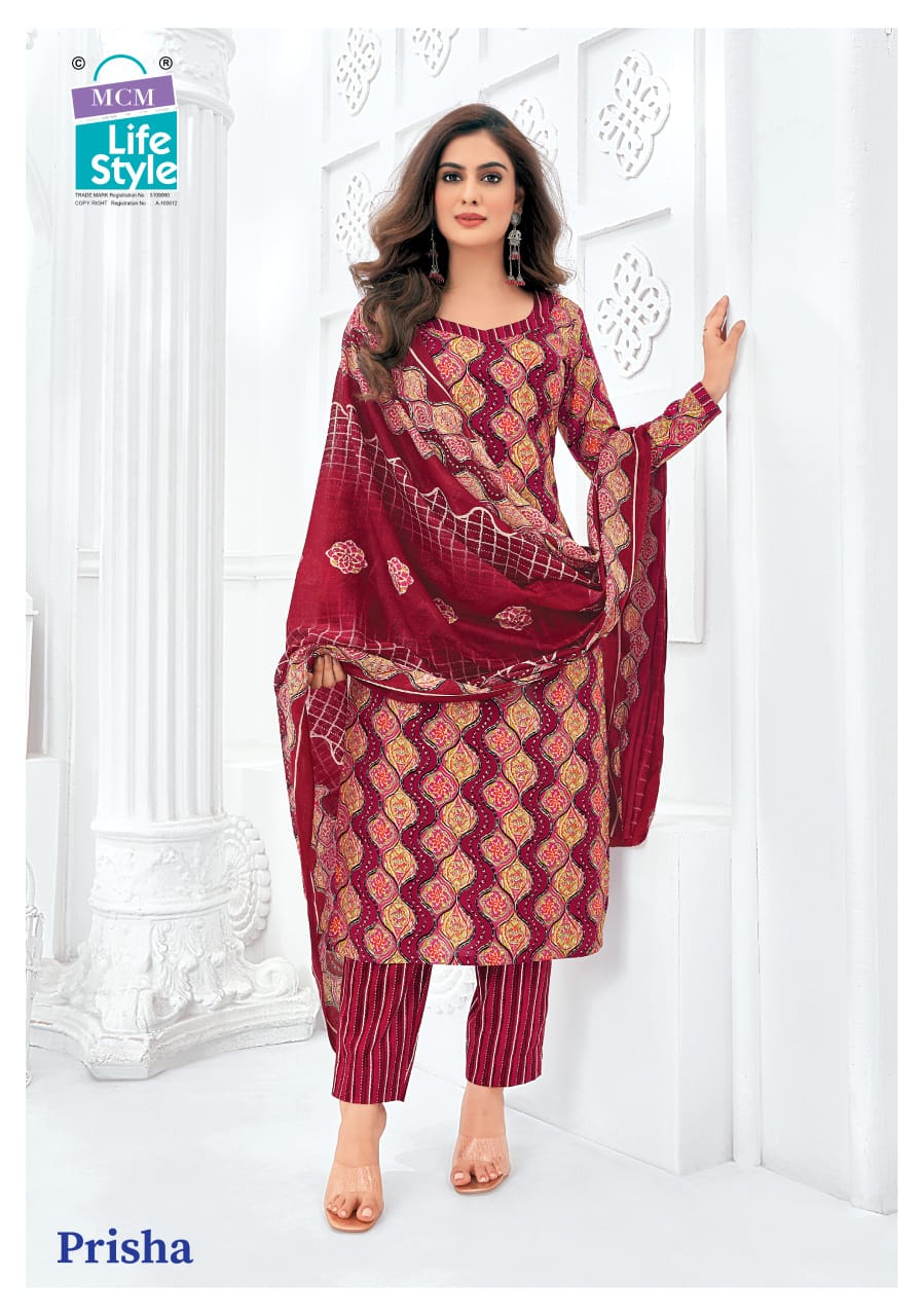 Prisha Vol 6 Mcm Lifestyle Readymade Cotton Pant Suits Exporter Ahmedabad