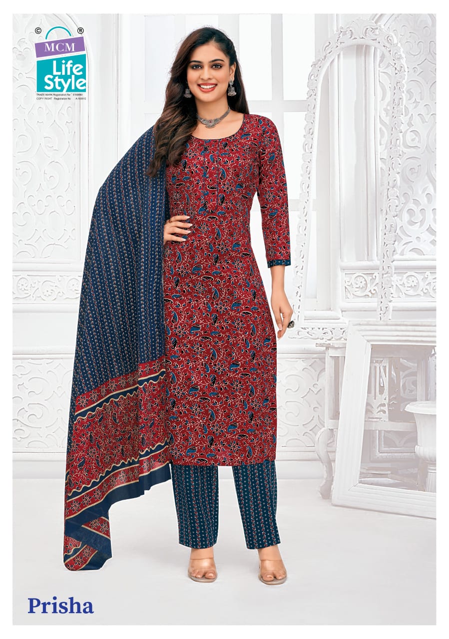 Prisha Vol 6 Mcm Lifestyle Readymade Cotton Pant Suits Exporter Ahmedabad