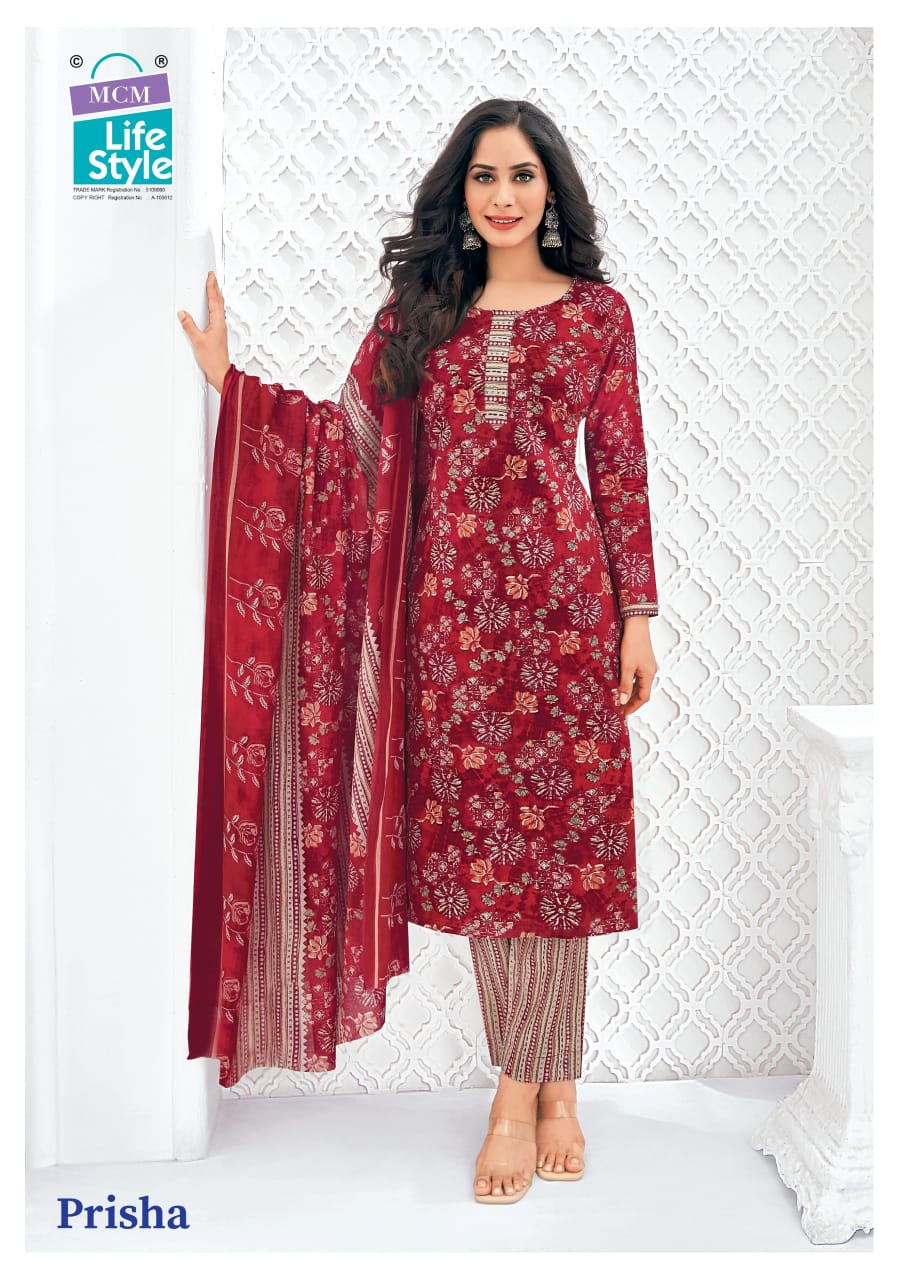 Prisha Vol 6 Mcm Lifestyle Readymade Cotton Pant Suits Exporter Ahmedabad