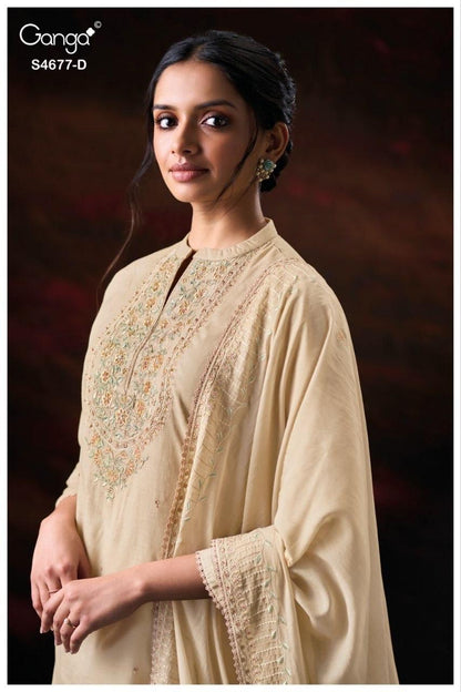 Prishael S4677 Ganga Bemberg Mul Plazzo Style Suits Supplier Gujarat
