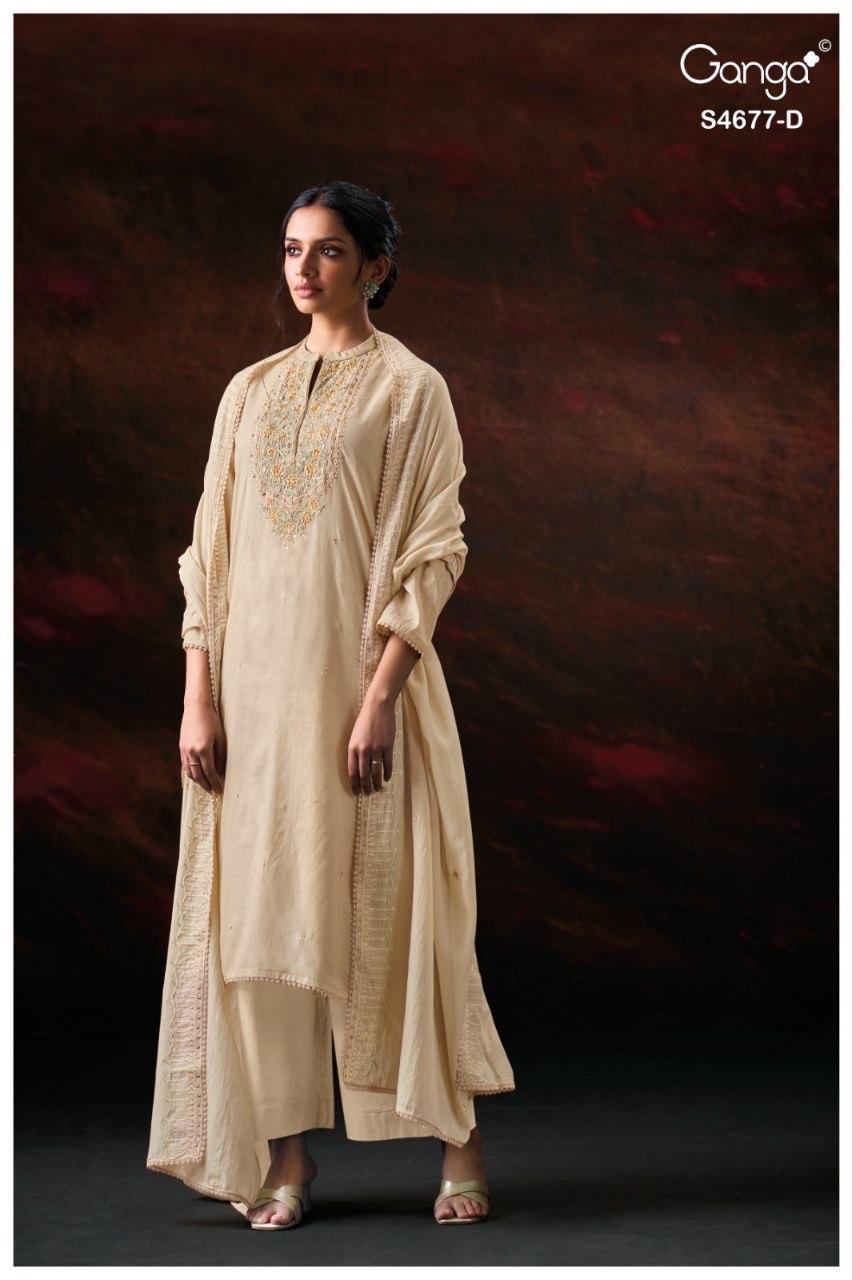 Prishael S4677 Ganga Bemberg Mul Plazzo Style Suits Supplier Gujarat