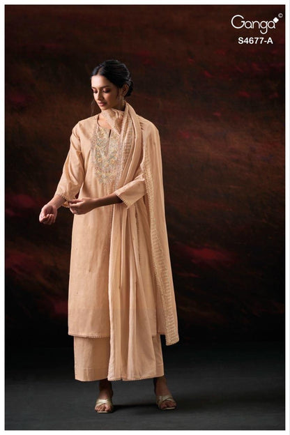 Prishael S4677 Ganga Bemberg Mul Plazzo Style Suits Supplier Gujarat