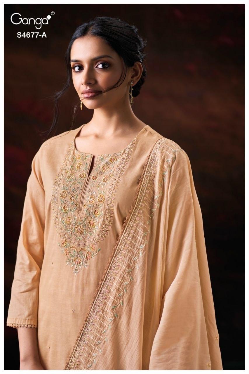 Prishael S4677 Ganga Bemberg Mul Plazzo Style Suits Supplier Gujarat
