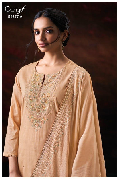 Prishael S4677 Ganga Bemberg Mul Plazzo Style Suits Supplier Gujarat