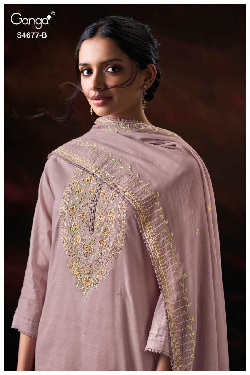 Prishael S4677 Ganga Bemberg Mul Plazzo Style Suits Supplier Gujarat
