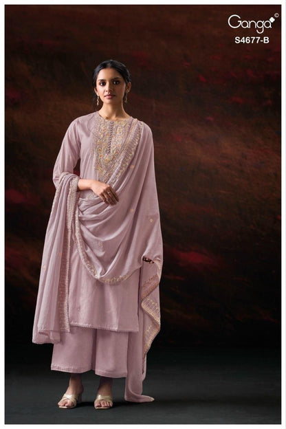 Prishael S4677 Ganga Bemberg Mul Plazzo Style Suits Supplier Gujarat