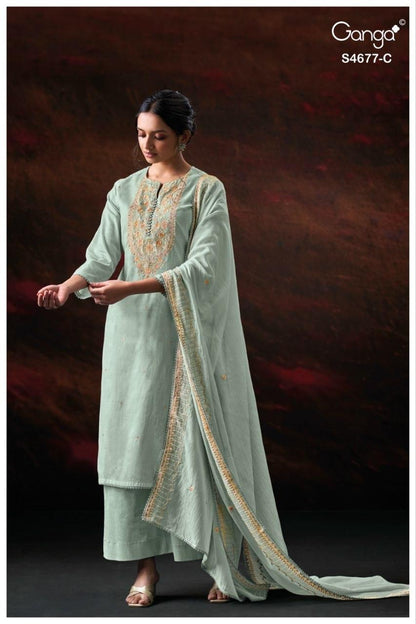 Prishael S4677 Ganga Bemberg Mul Plazzo Style Suits Supplier Gujarat