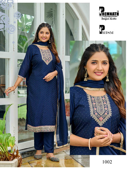 Prism Premnath Vichitra Silk Readymade Pant Style Suits Wholesale