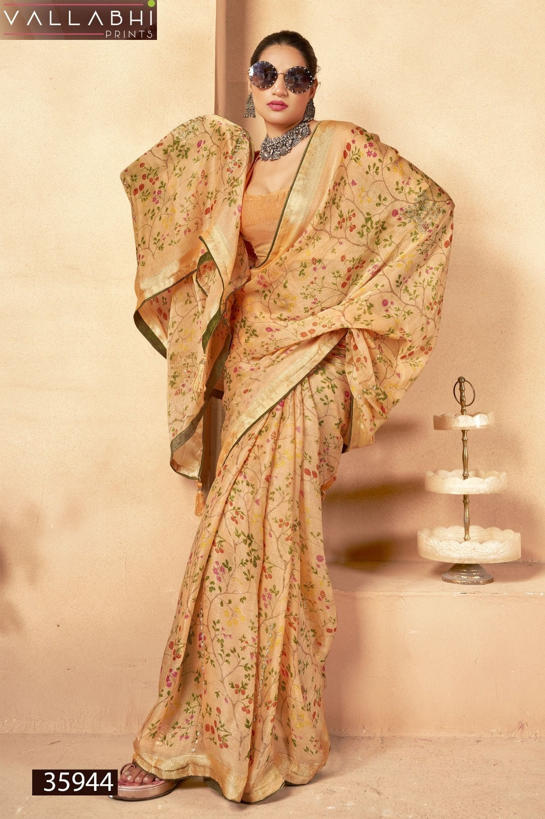 Pritanshi Vol 3 Vallabhi Prints Chiffon Sarees Supplier