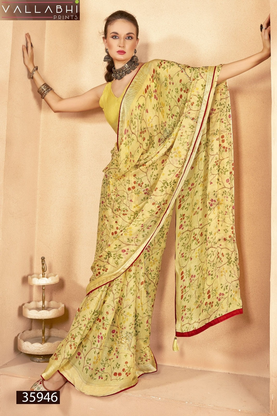 Pritanshi Vol 3 Vallabhi Prints Chiffon Sarees Supplier