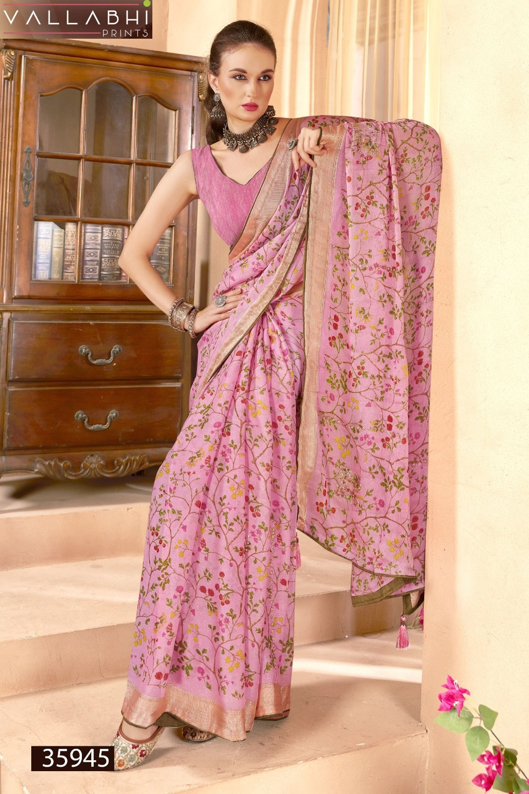 Pritanshi Vol 3 Vallabhi Prints Chiffon Sarees Supplier