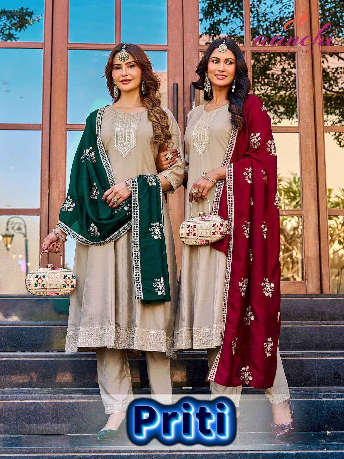 Priti Aanchi Vichitra Silk Readymade Anarkali Suits Supplier