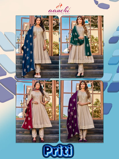 Priti Aanchi Vichitra Silk Readymade Anarkali Suits Supplier
