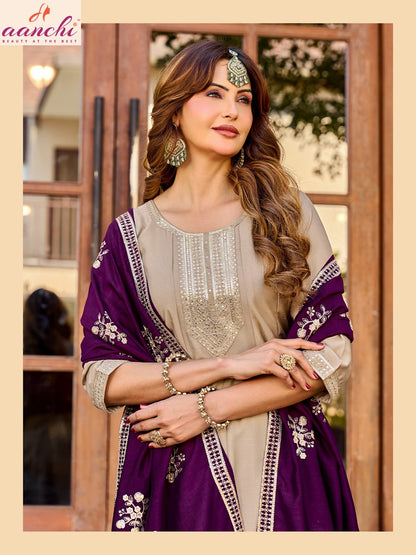 Priti Aanchi Vichitra Silk Readymade Anarkali Suits Supplier