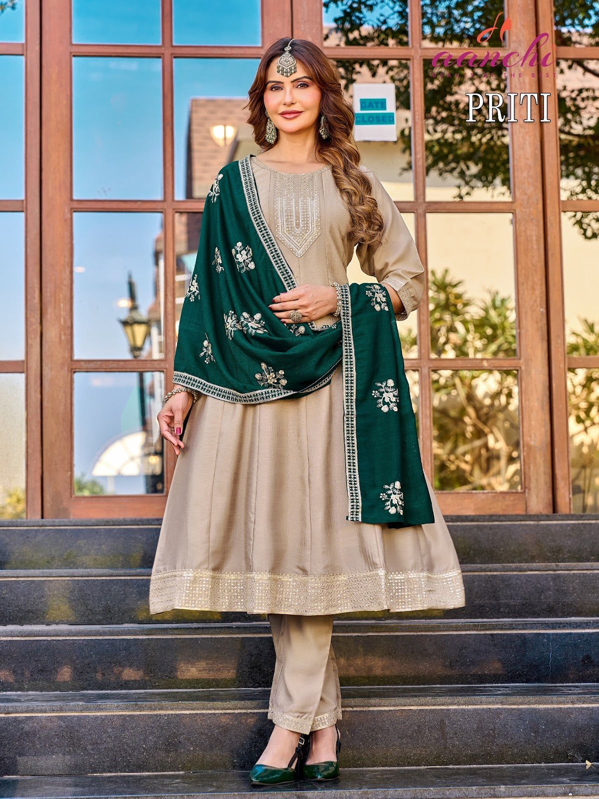 Priti Aanchi Vichitra Silk Readymade Anarkali Suits Supplier