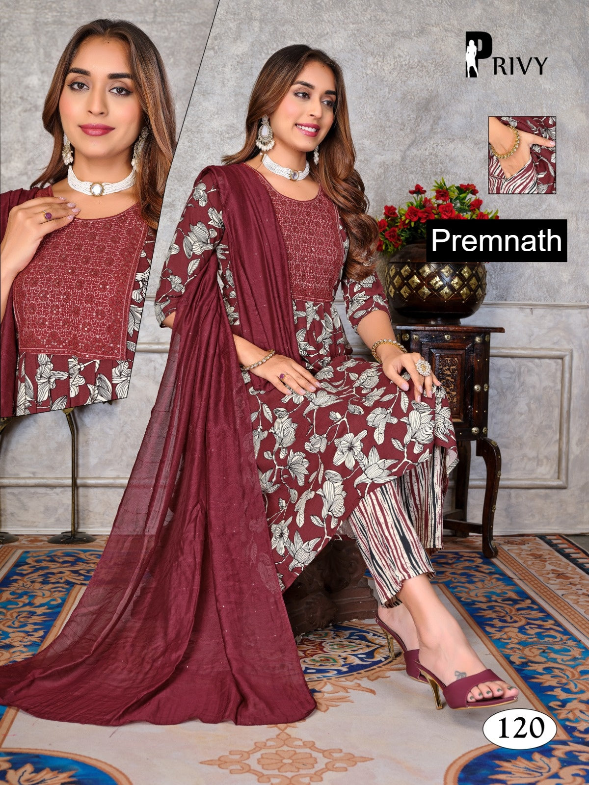 Privy 1308 Premnath Rayon Readymade Anarkali Suits Supplier India