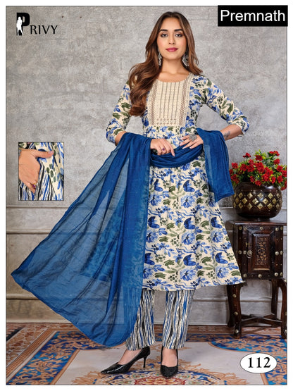 Privy 1308 Premnath Rayon Readymade Anarkali Suits Supplier India