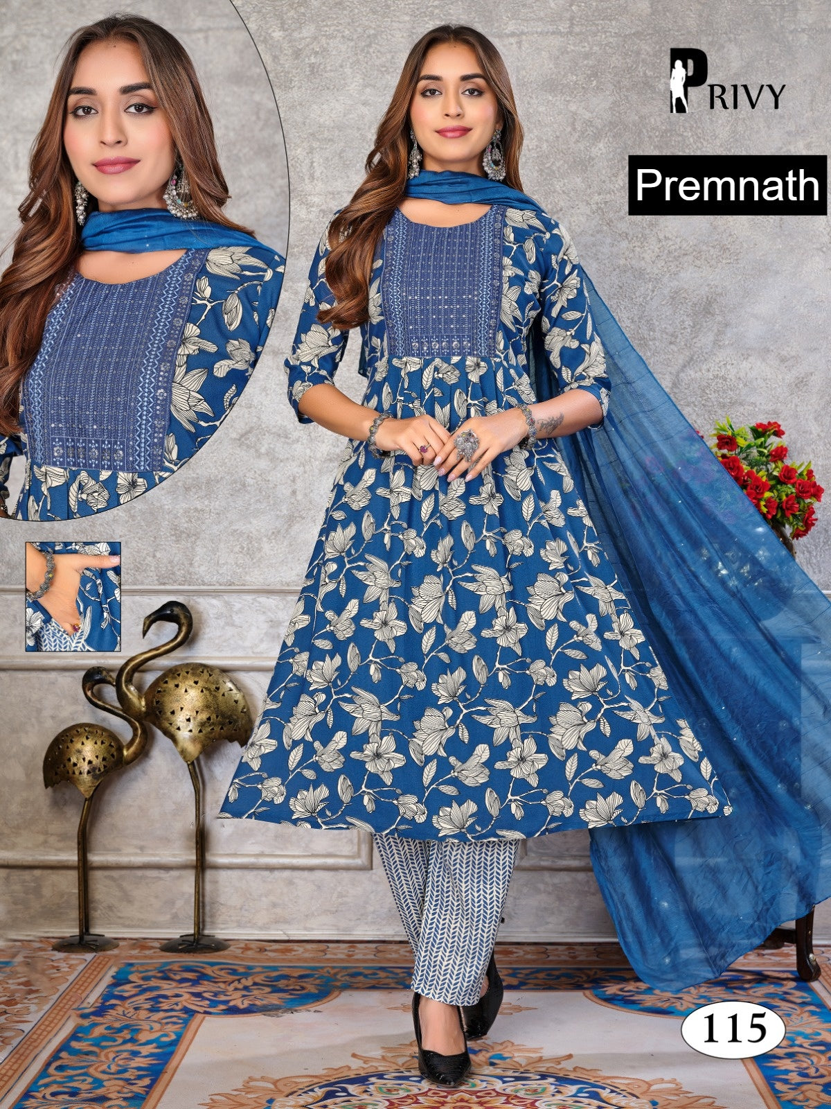 Privy 1308 Premnath Rayon Readymade Anarkali Suits Supplier India