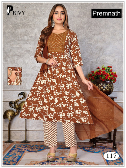 Privy 1308 Premnath Rayon Readymade Anarkali Suits Supplier India