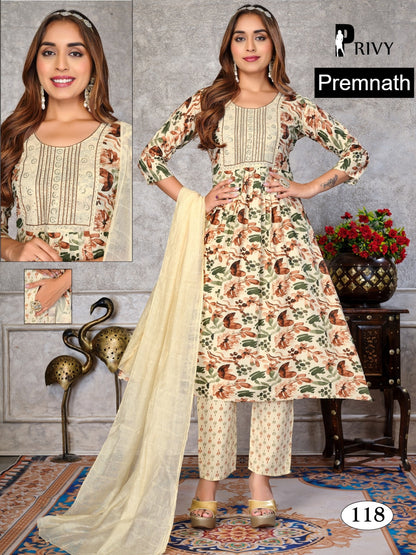 Privy 1308 Premnath Rayon Readymade Anarkali Suits Supplier India