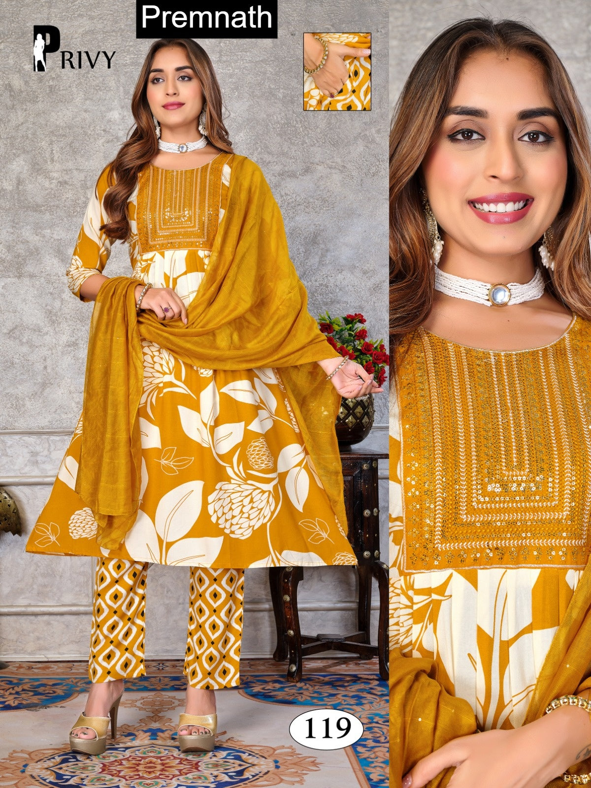 Privy 1308 Premnath Rayon Readymade Anarkali Suits Supplier India