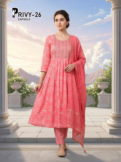 Privy Capsule Prmnt Rayon Capsule Readymade Anarkali Suits Manufacturer Gujarat