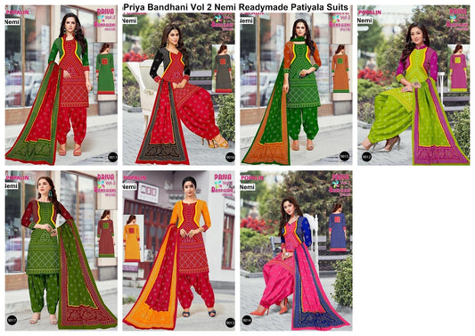 Priya Bandhani Vol 2 Nemi Poplin Readymade Patiyala Suits Wholesale