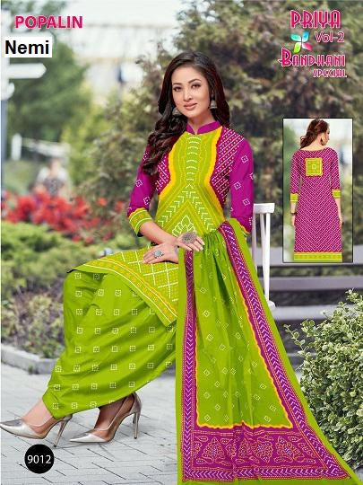 Priya Bandhani Vol 2 Nemi Poplin Readymade Patiyala Suits Wholesale