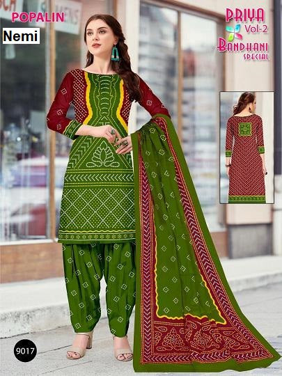 Priya Bandhani Vol 2 Nemi Poplin Readymade Patiyala Suits Wholesale